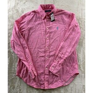 NWT Ralph Lauren Men's Classic Gingham Reversible Button Up Shirt Pink Size M